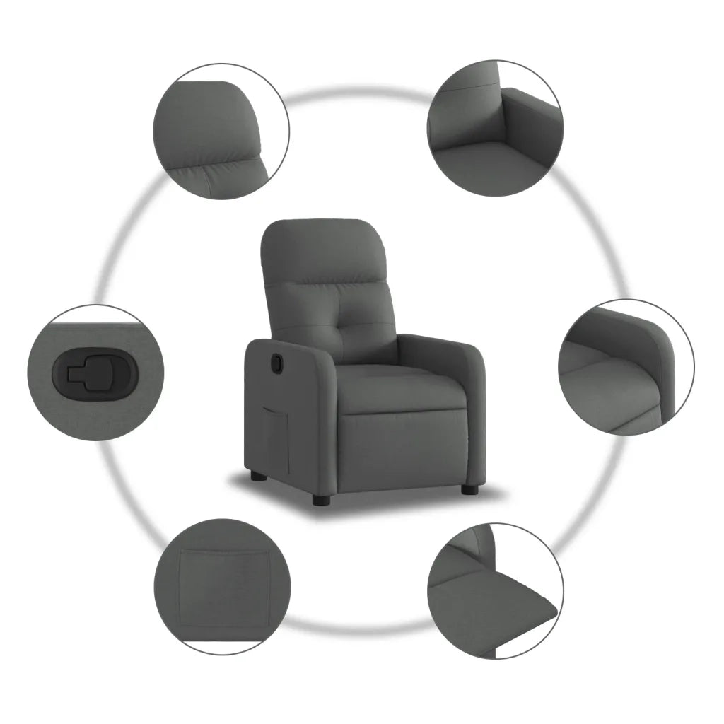 Divano Sedia-Poltrona Reclinabile in Tessuto Grigio Scuro 224337