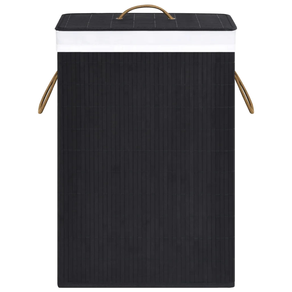 Cesto Portabiancheria in Bambù a Sezione Singola Nero 320757