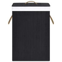Cesto Portabiancheria in Bambù a Sezione Singola Nero 320757