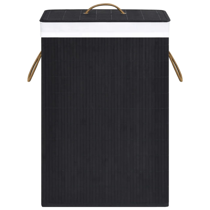 Cesto Portabiancheria in Bambù a Sezione Singola Nero 320757