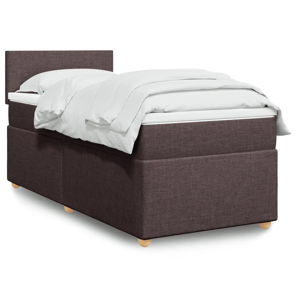 Letto singolo | Letto per adulti | Giroletto a Molle con Materasso Marrone Scuro 80x200 cm Tessuto