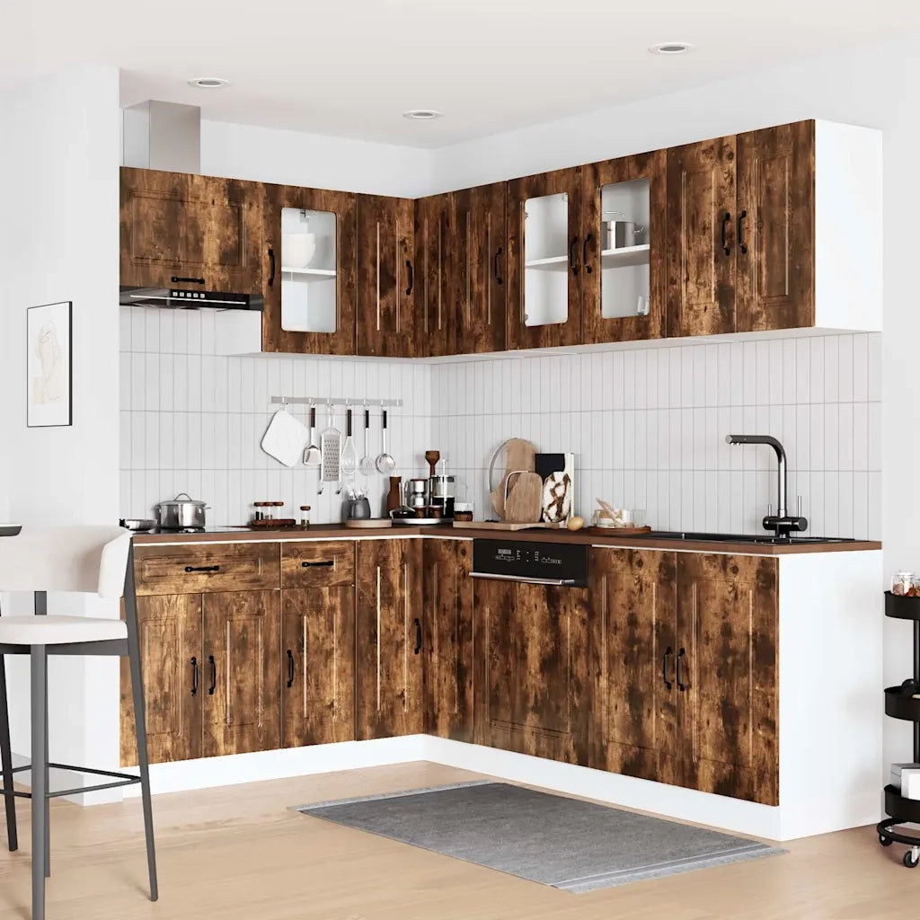 Set Mobili da Cucina 11 pz Kalmar Rovere Fumo Legno Multistrato