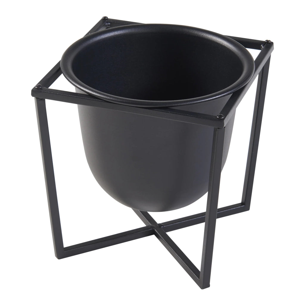 Set di 2 portavasi di diverse dimensioni metallo nero 03_0010593