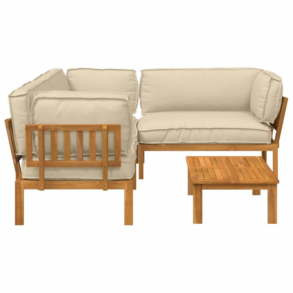 Set di divani con cuscino 4 pcs Beige Legno di Acacia Massello 3418537