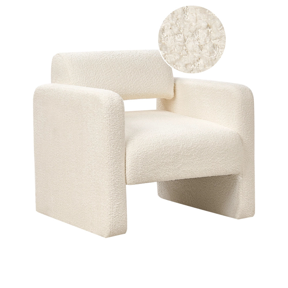 Poltrona Bianco Sporco Boucle Seduta Armelss Stile Retrò