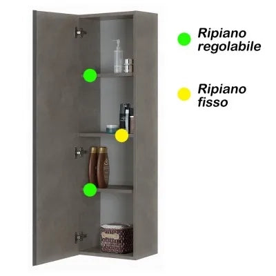Pensile H135cm Effetto Pietra Oxid con 4 Ripiani