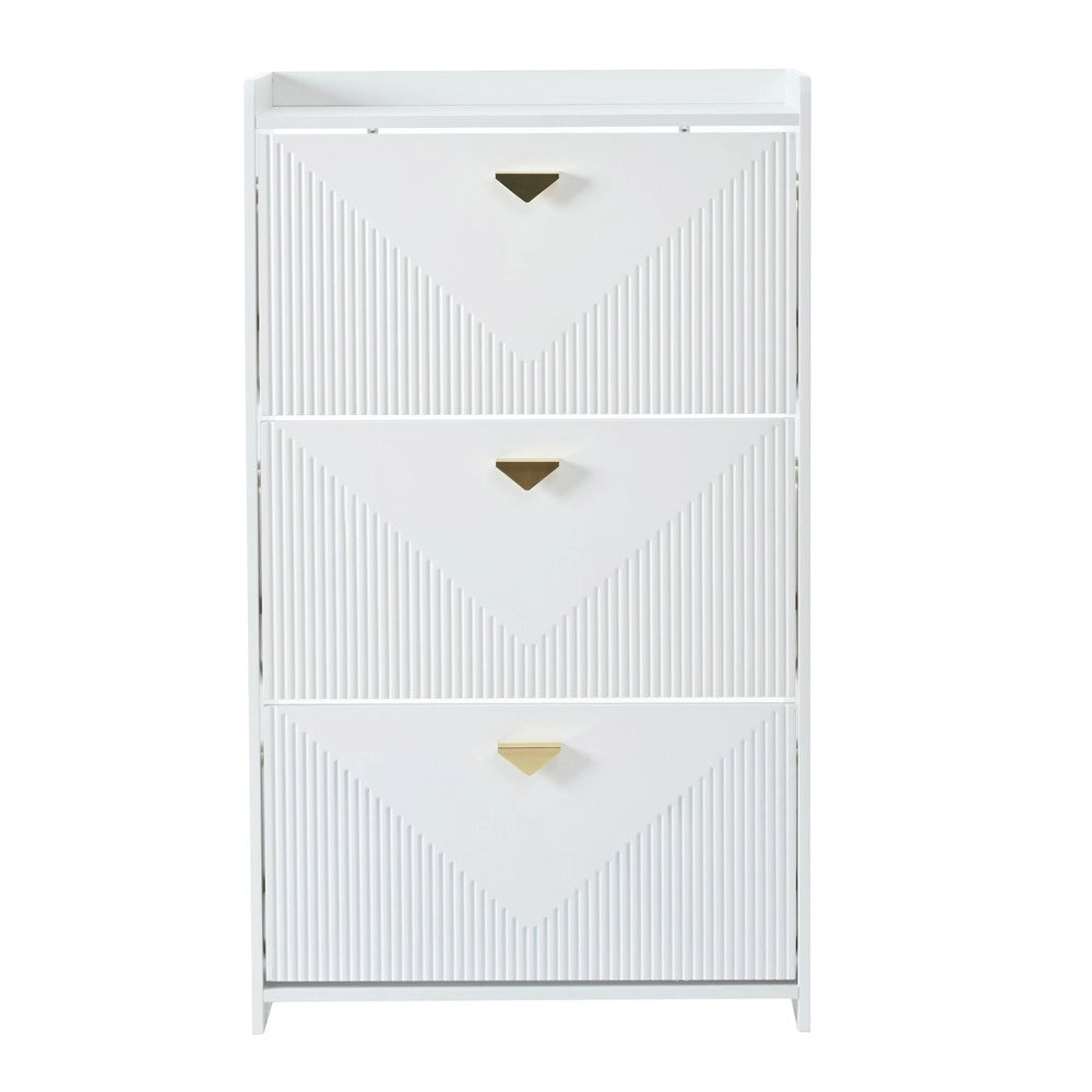 Scarpiera con Ante Ribaltabili ¨C MINIMAL ¨C Bianco, MDF, 70x30x120 cm