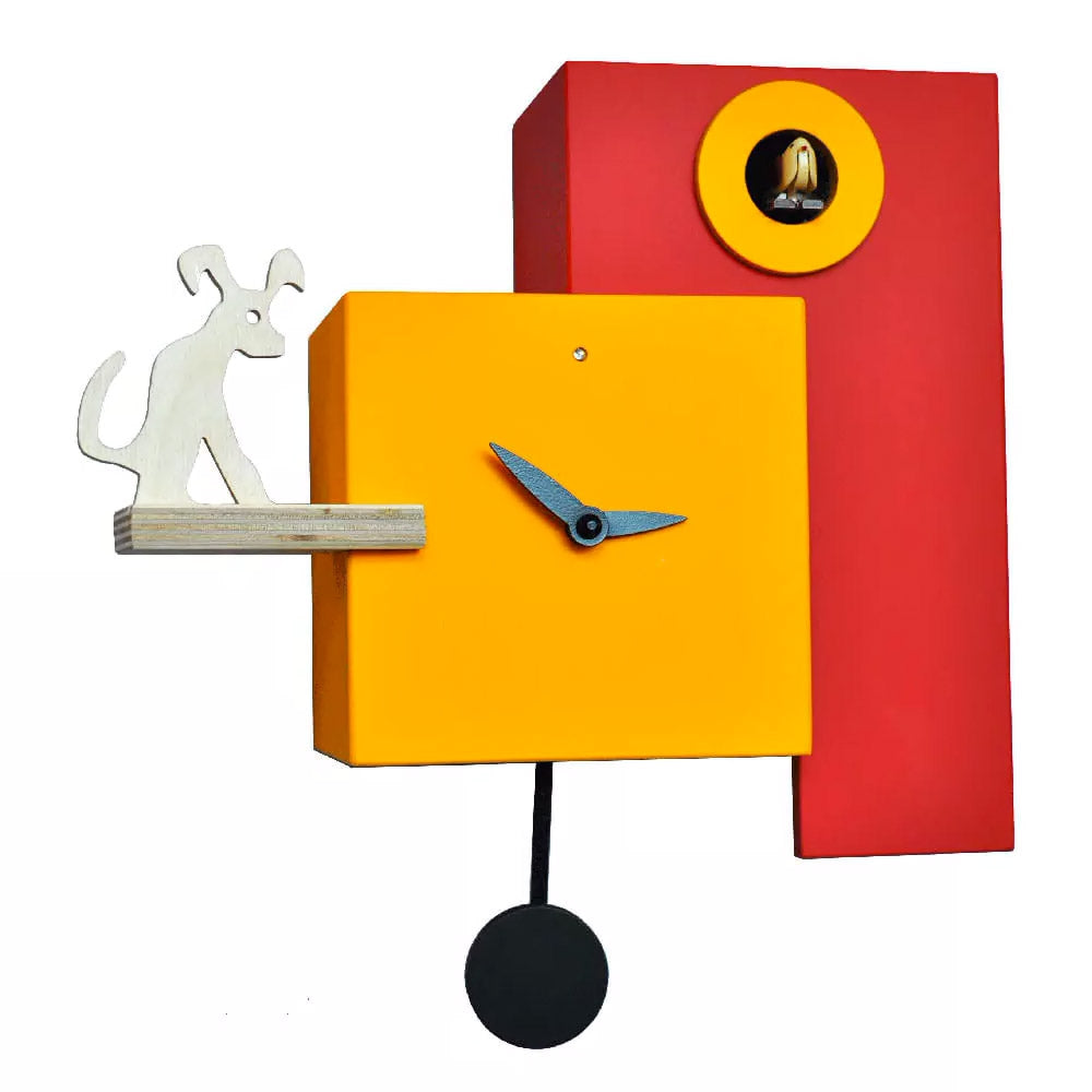 Orologio a Cucù da Parete 25X23X12Cm Pirondini Italia The Guardian Arancio Giallo e Rosso