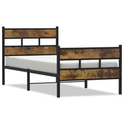 Letto singolo | Letto per adulti | Giroletto senza Materaso in Metallo Rovere Fumo 100x200 cm