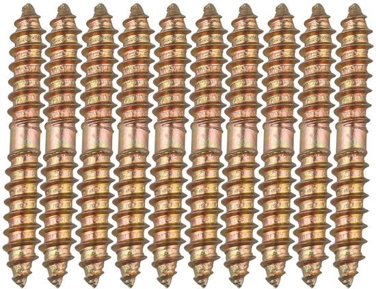 Viti a viti per legno - Viti a testa doppia - Viti autoalimentanti - Ø M6 - Lunghezza 50 mm - Pacchetto da 10 pezzi - Viti a vite per legno