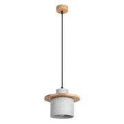 Lampada a sospensione MAB in cemento e legno 22x125cm E27 15W luce moderna