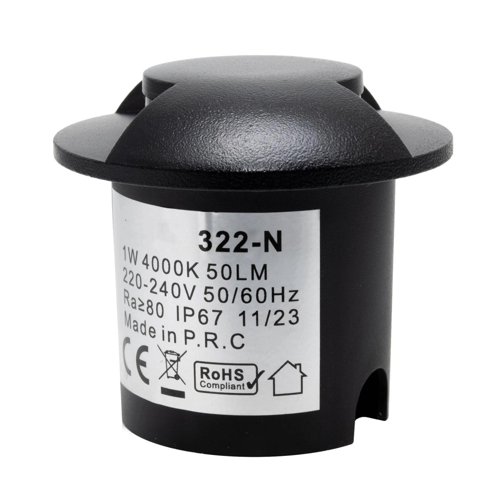 Mini faretto calpestabile nero incasso radente 2 luci IP67 LED 1W doppia finestra basso consumo segnapassi giardino viale 230V 4000K