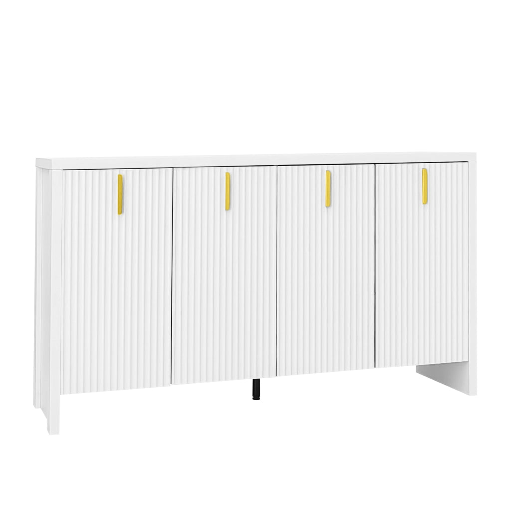 Credenza bianca minimalista - Zephmum - Maniglie dorate e ripiani regolabili