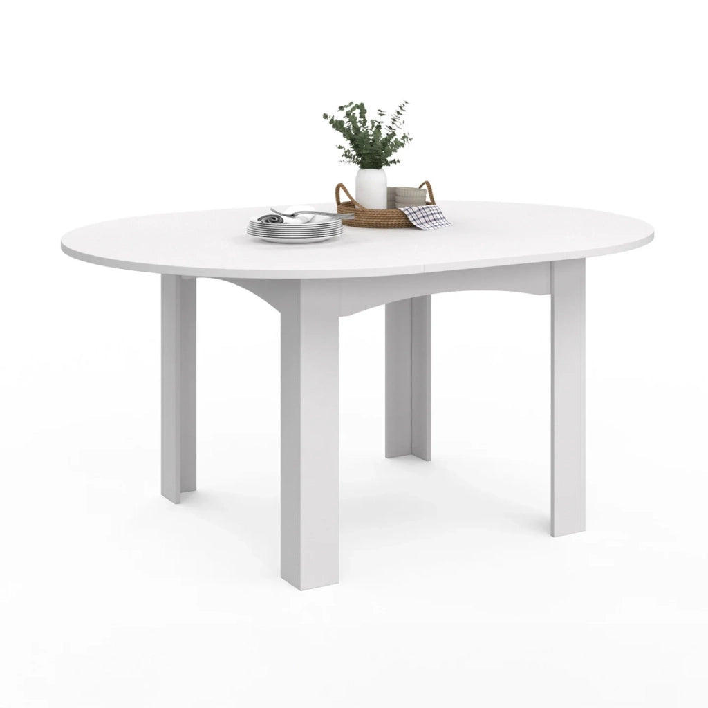 IDMarket - DONA mesa de comedor redonda extensible 4-8 personas blanco 110-150 cm