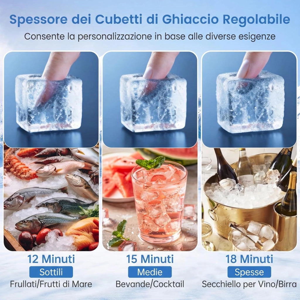 Macchina per Ghiaccio Commerciale, 25-30 kg/24H, Produttore di Ghiaccio in Acciaio Inox con Autopulizia, Filtro dell’Acqua, per Bar Ristorante e Caffetteria