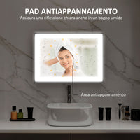 Specchio da Bagno 70x3x50 cm Illuminato a LED 3 Tonalità Cornice in Alluminio Nero