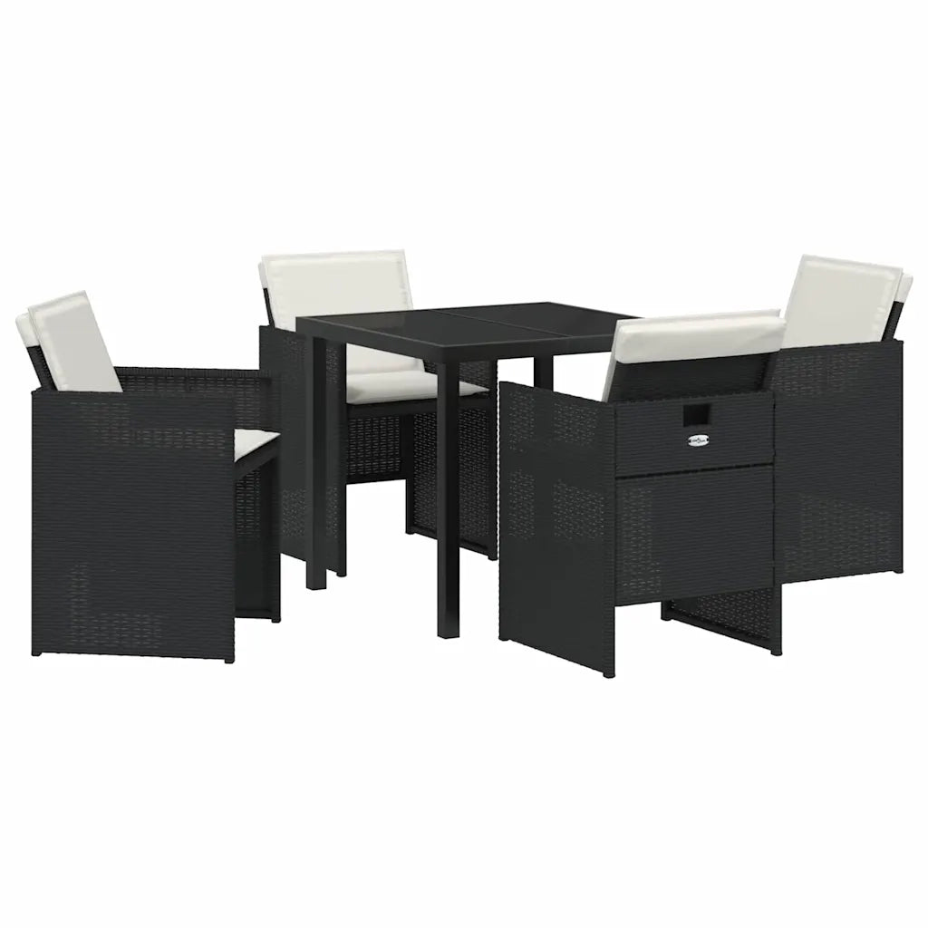 Set da Pranzo per Giardino 5 pcs Nero polyrattan 3380589
