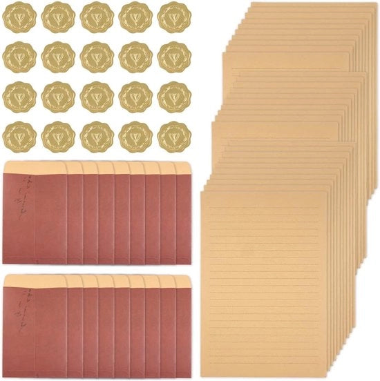 Set di Carta da Invito Vintage con 88 Fogli, Pagine A5 per Lettere d'Amore, Buste e Sticker Autoadesivi per Matrimoni, Anniversari e Lauree