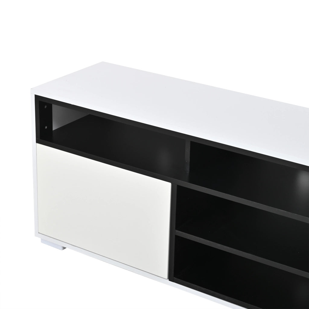 Mobile TV con 2 ante; LED e passacavi - per soggiorno - 150×35×50 cm - bianco