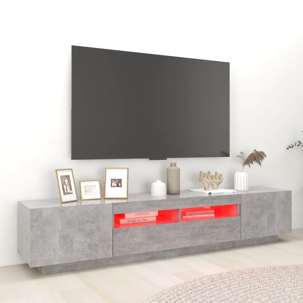 Mobile TV | Armadietto TV | Mobile Porta TV con Luci LED Grigio Cemento 200x35x40 cm