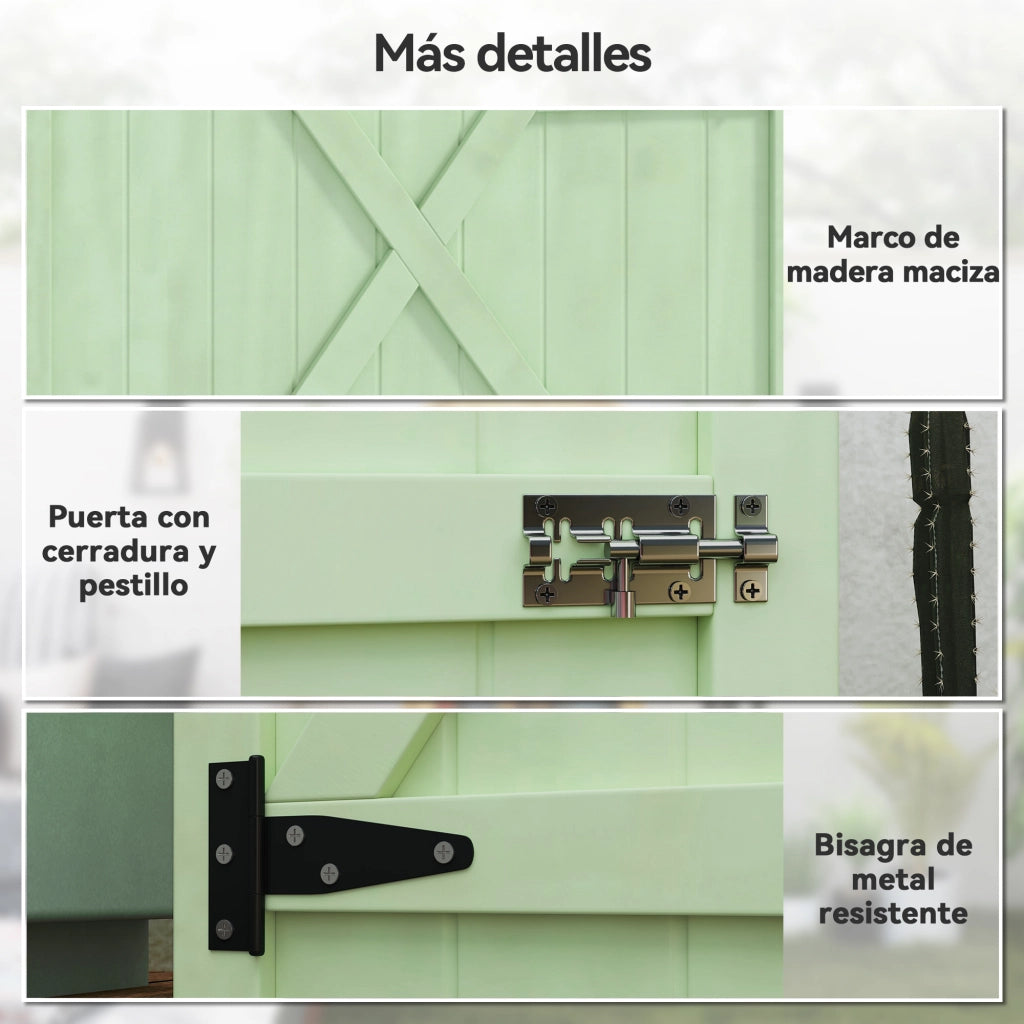 Armadio da Giardino in Legno per Esterno con 2 Ripiani e Copertura ¨C zephmum ¨C Verde 75x56x115 cm