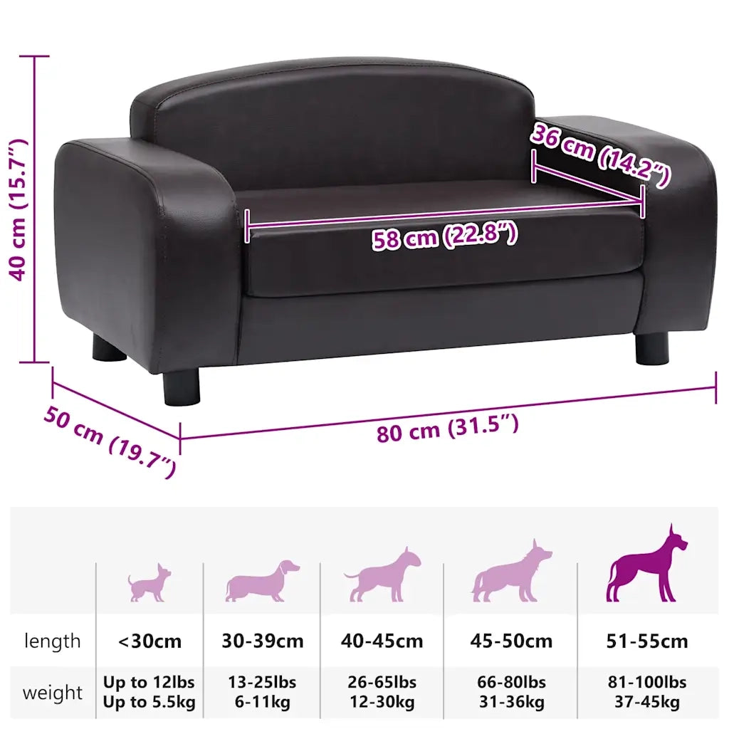 Divano per Cani Marrone 80x50x40 cm in Similpelle CFW3694389