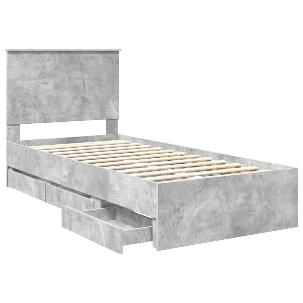 Struttura del letto con cassetto Grigio cemento 90 x 200 cm 3411155