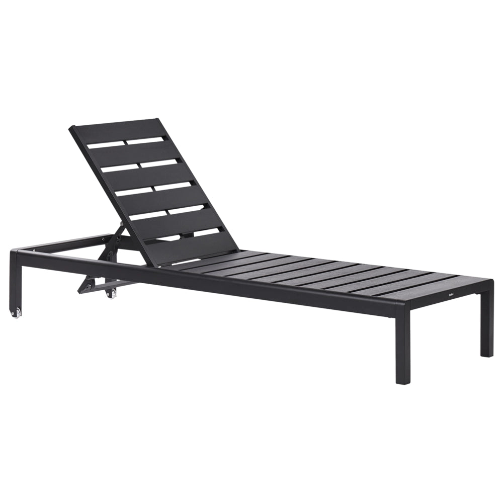 Lettino da esterno da giardino Struttura in alluminio nero Schienale reclinabile regolabile