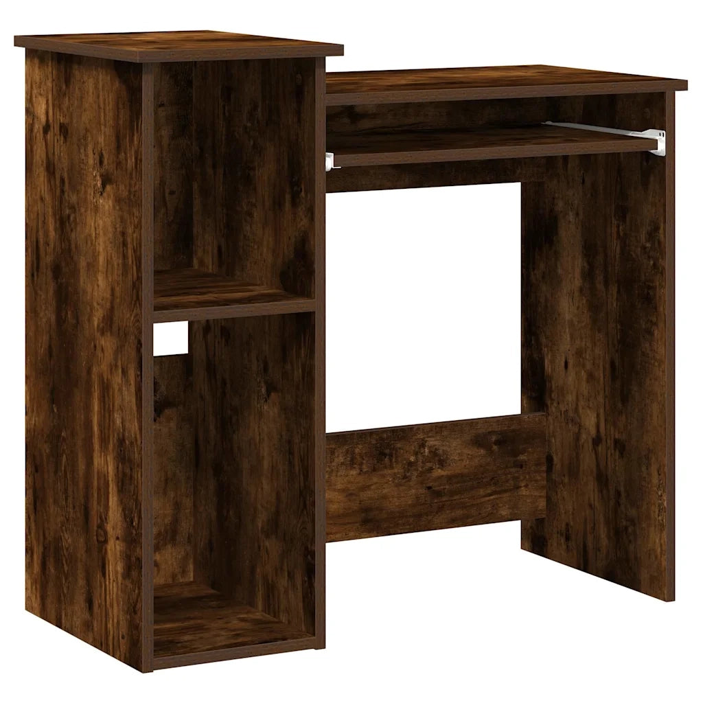 Scrivania | Tavolo da Ufficio Mensole Rovere Fumo 84x40x78 cm Legno Multistrato