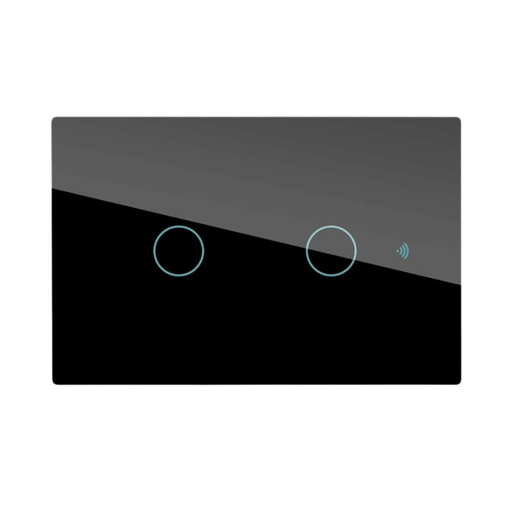 Interruttore Da Parete Touch 2 Tasti, WIFI 2.4G+BLE+RF 433MHz, Bluetooth BLE Mesh, TUYA, Smart Life, 10A, AC 90-250V, 50/60HZ, 120X72X38mm Per Scatola 503, IP20, Nero, SH9552B