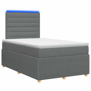 Letto Box Spring LED con Materasso Grigio Scuro 120 x 200 cm 3455826