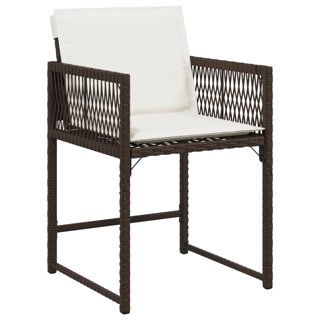 Set da Pranzo da Giardino 5 Pezzi con Cuscini Marrone Polyrattan