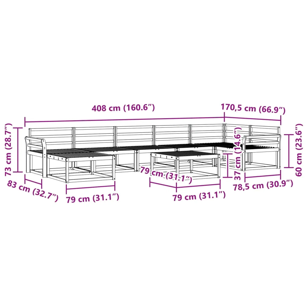 Set di divani da esterno 8 pcs Bianco Legno di Acacia Massello 3386793
