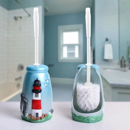 Set di spazzole per il bagno compattibile, innovazione per il bagno, regista di spazzole per il bagno cartoon, torre di guardia per la spazzola per il bagno, set di spazzole per il bagno in cera, blu