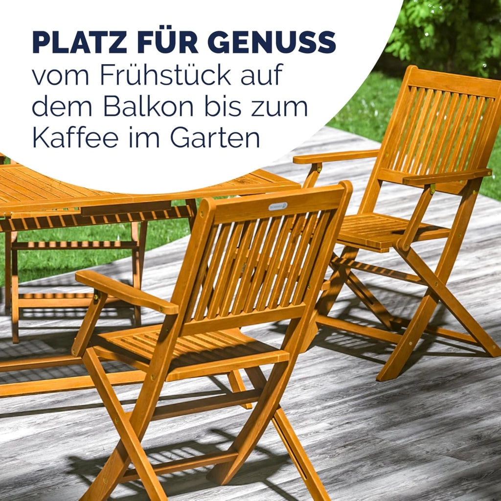Deuba 2 Sedie da Giardino Sydney Set Pranzo Pieghevoli Legno di Acacia braccioli Certificazione FSC