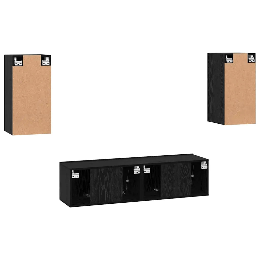 Set mobile TV Montaggio a parete Rovere Nero Legno multistrato 3393463
