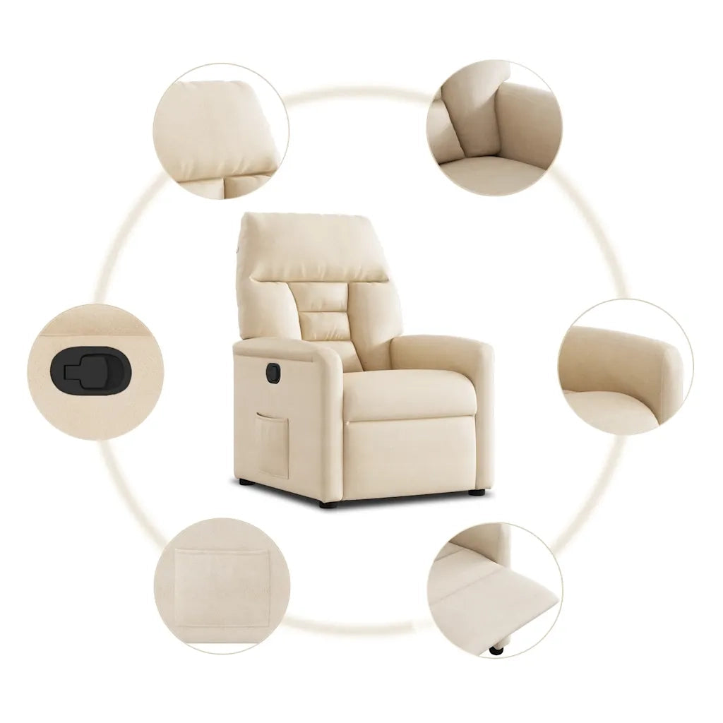 Poltrona Reclinabile Beige in Tessuto di Microfibra 4015568