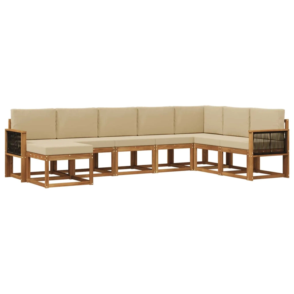 Set di divani da esterno con cuscino 8 pcs Naturale e Beige 3385454