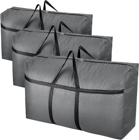 3-pack di contenitori di archiviazione extra grandi da 180L per sotto letto con chiusura a zip - contenitori di archiviazione esterni resistenti all'acqua 600D Oxford per abbigliamento, coperte, decorazioni natalizie (394 × 236 × 118 cm)