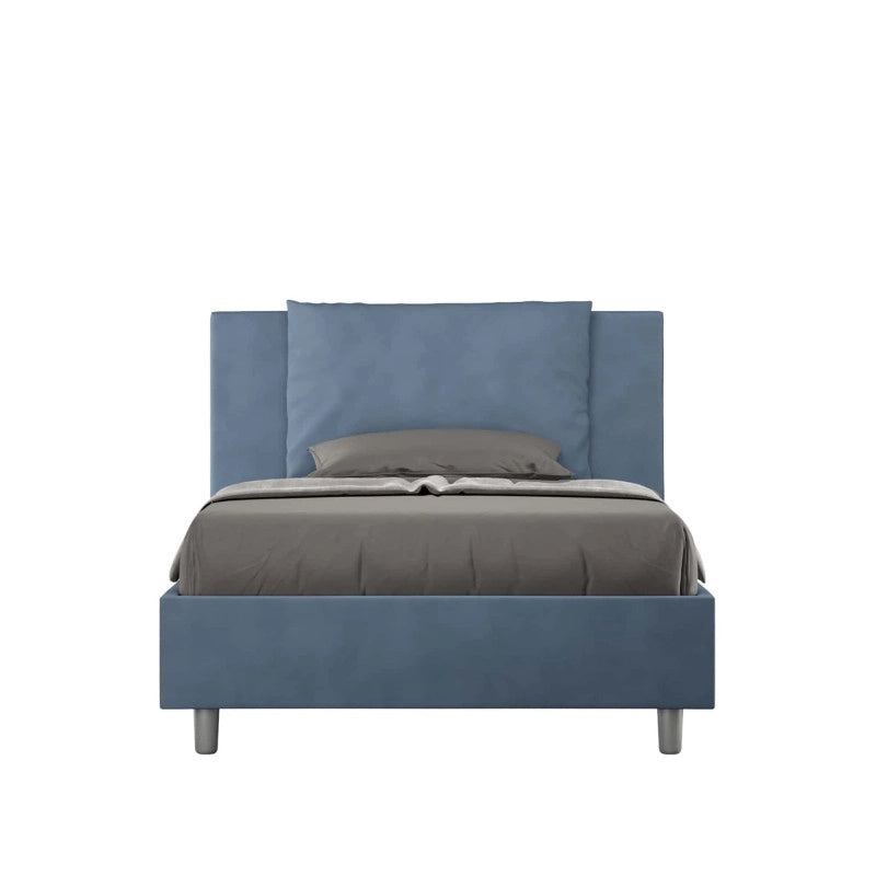 Letto imbottito Piazza e mezzo 110x210 cm Antea - Con rete,Microfibra,Blu