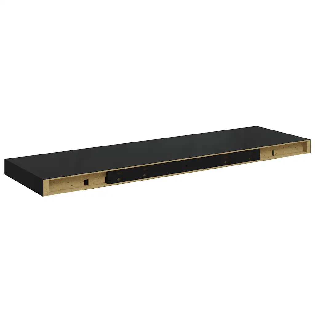Scaffale a Parete Nero Lucido 80x23,5x3,8 cm in MDF cod mxl 32977