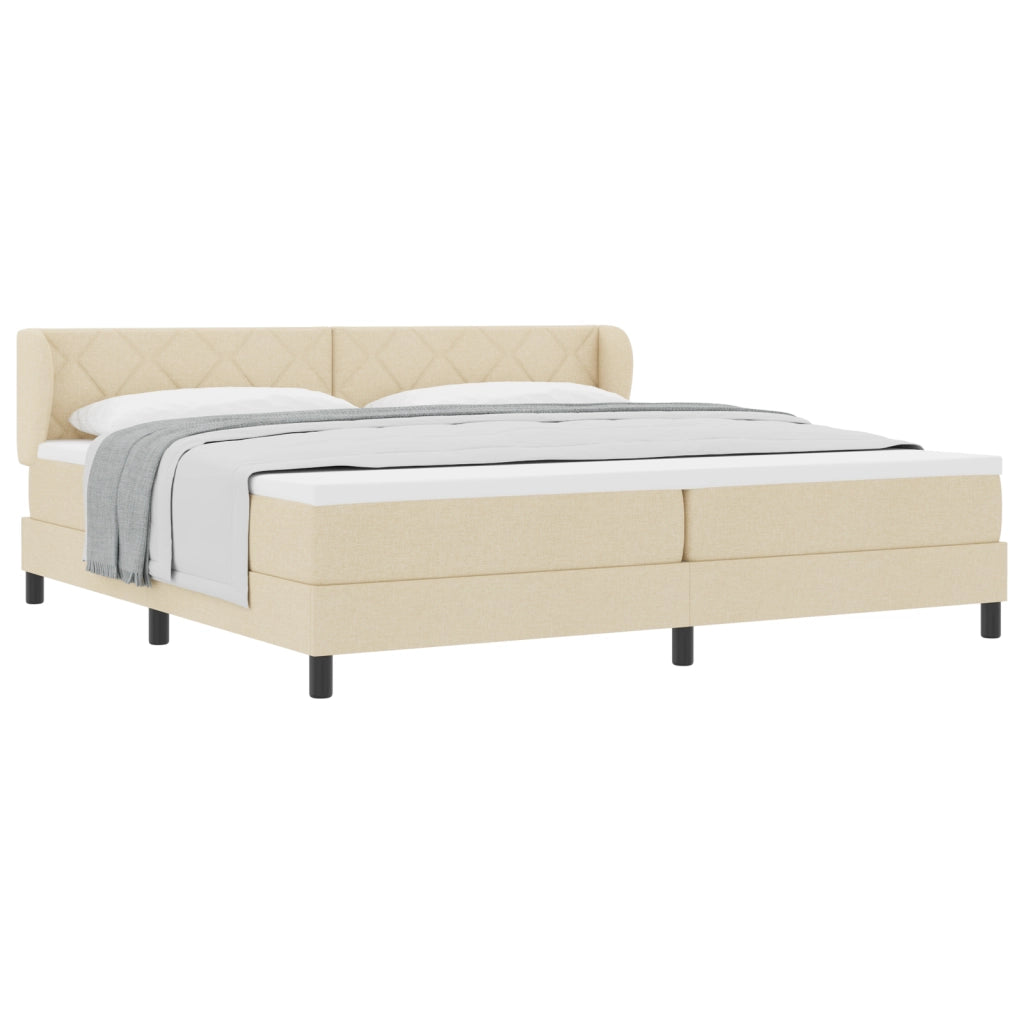 Letto a box con materasso crema 200x200 cm in tessuto
