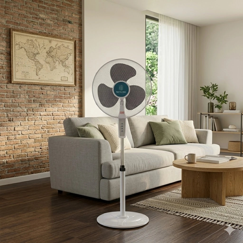 VENTILATORE CON BASE E TELECOMANDO 65W - 3 VELOCITA H128 COLORE: BIANCO 