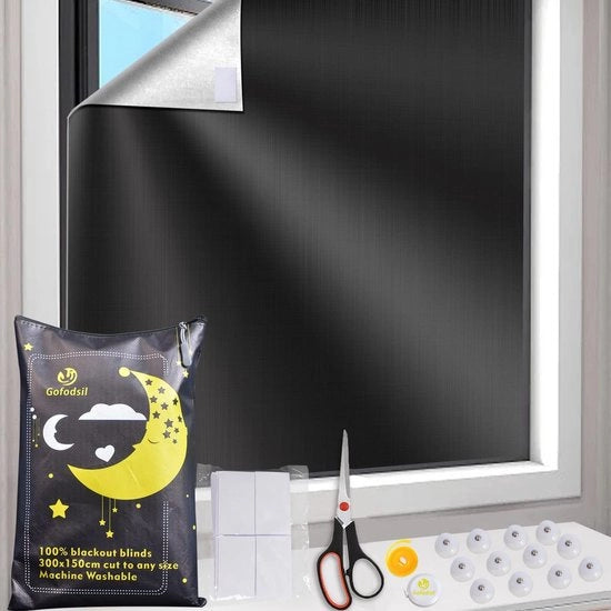 Tende da notte portatili con 12 adesivi e 20 chiusure magnetiche, Tende da notte con adesivi 300 x 145 cm, 100% ombra per camera da letto, camera dei bambini, soffitta, viaggio