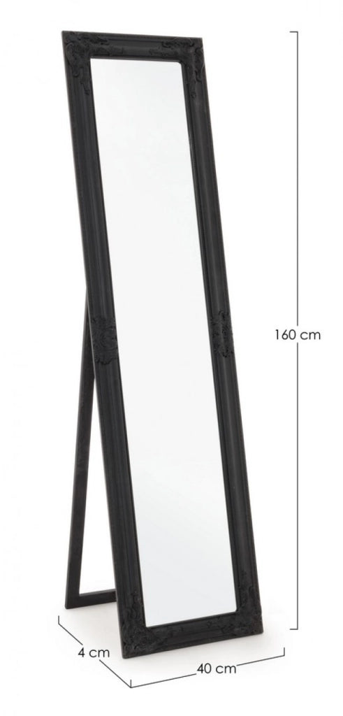 Specchio da Terra Legno Nero Classico da Interno 40x160 cm - HALL