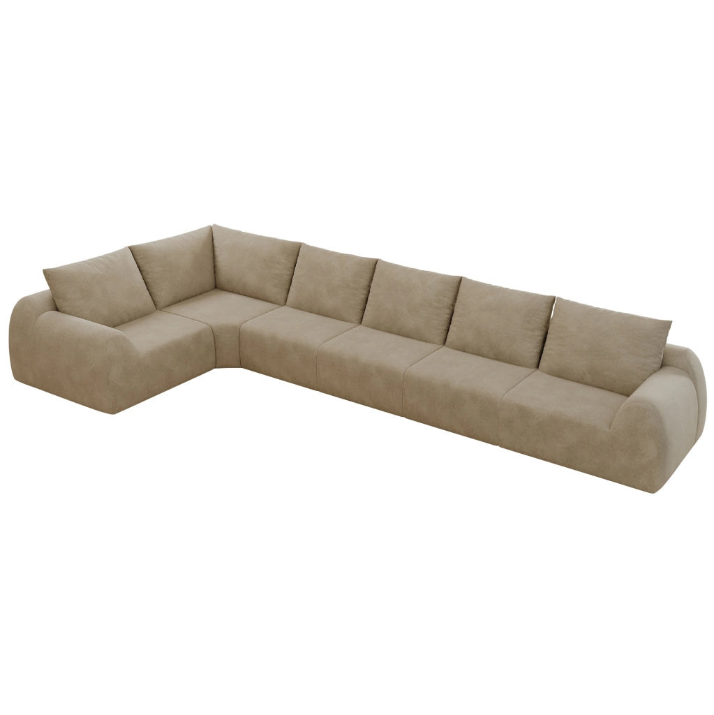 Divano in ciniglia con imbottitura in schiuma elastica 401 × 200 × 85 cm kaki