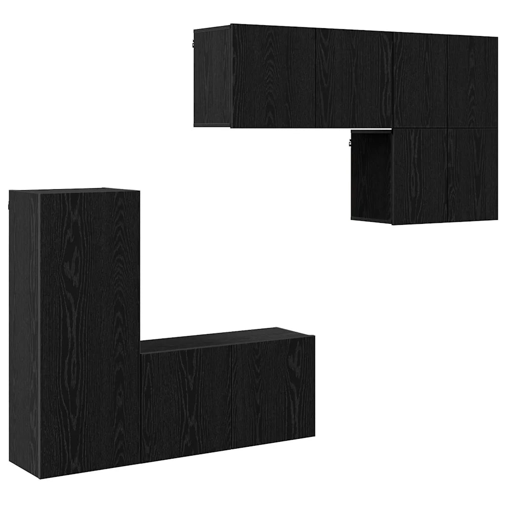 Unit¨¤ TV da Parete 5 pz | Armadietto TV | Mobile Porta TV Rovere Nero Legno multistrato
