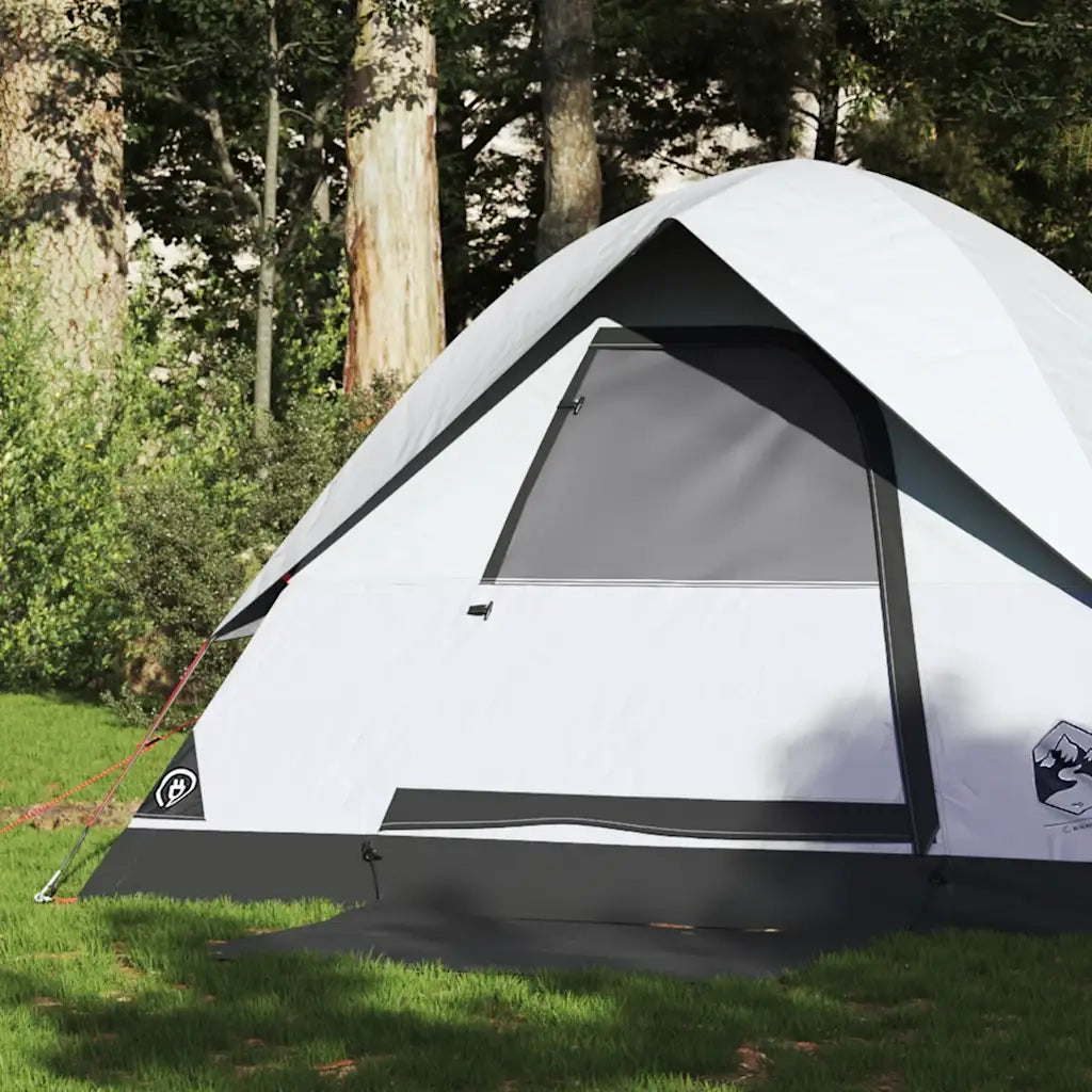 Tenda Campeggio a Cupola 2 Persone-Tenda per Escursionismo Bianca Tessuto Impermeabile 775899