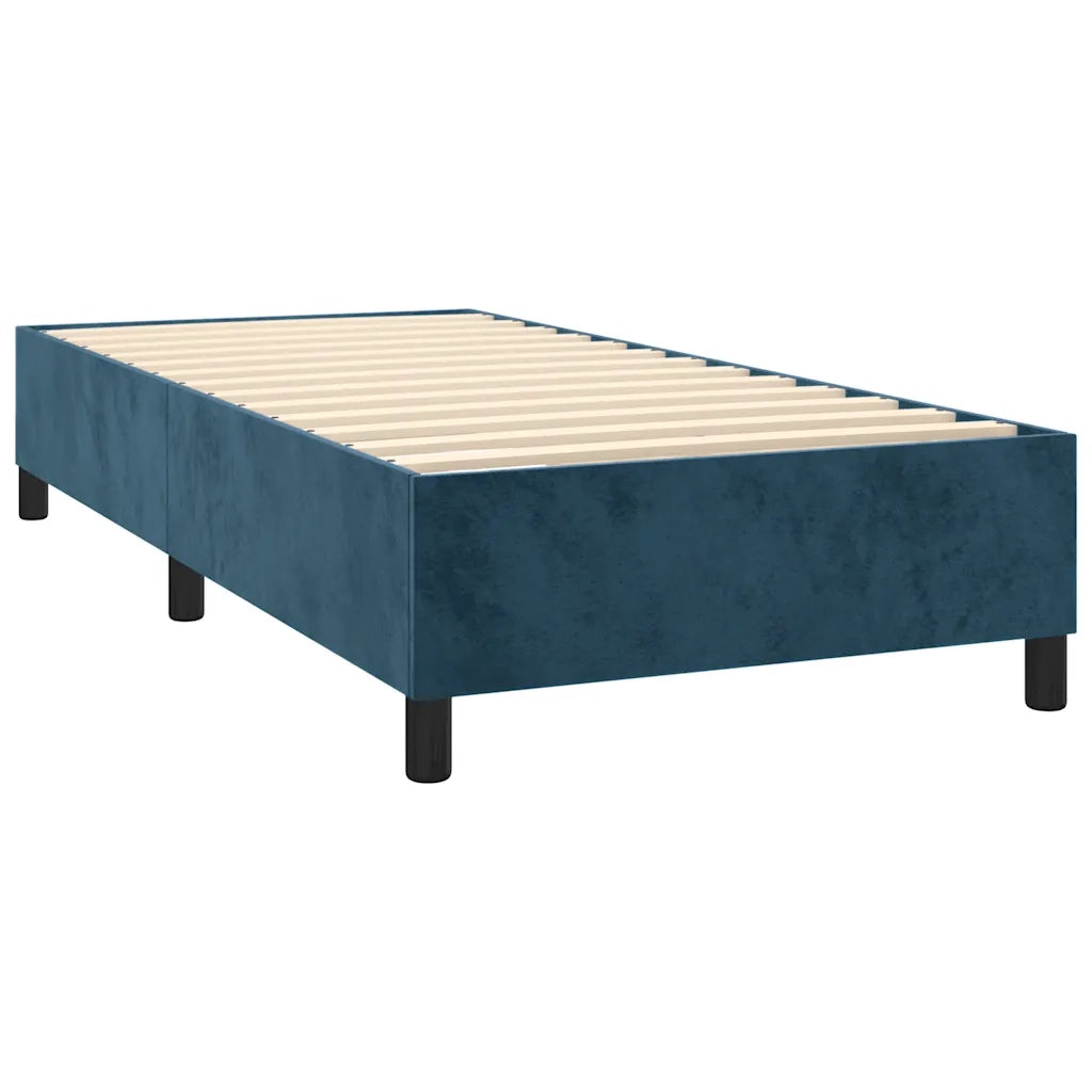 Letto a Molle con Materasso e LED Blu Scuro 90x190cm in Velluto 3136279
