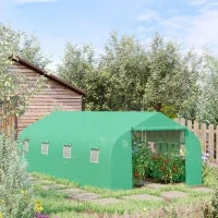 Serra a Tunnel con 8 Finestrelle Laterali e Ingresso Avvolgibile, in PE e Acciaio, 6x3x2 m, Verde